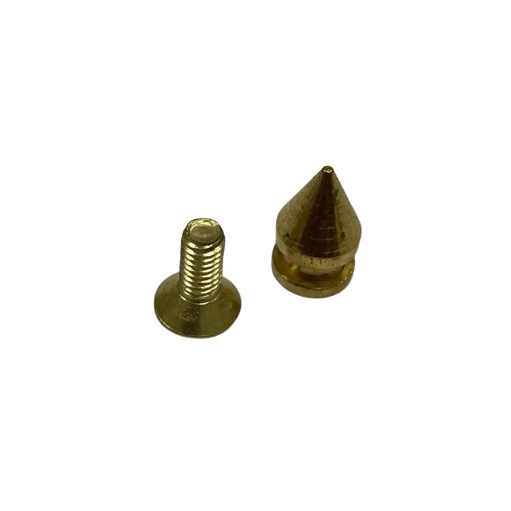 12mm Brass, Spike Stud with Screw, Solid Brass, #C-1551-SB