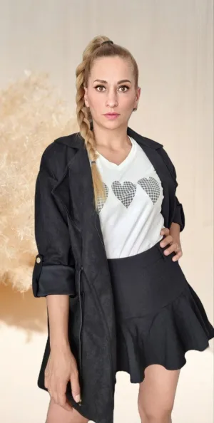 Chaqueta Efecto Ante Ligera Negro