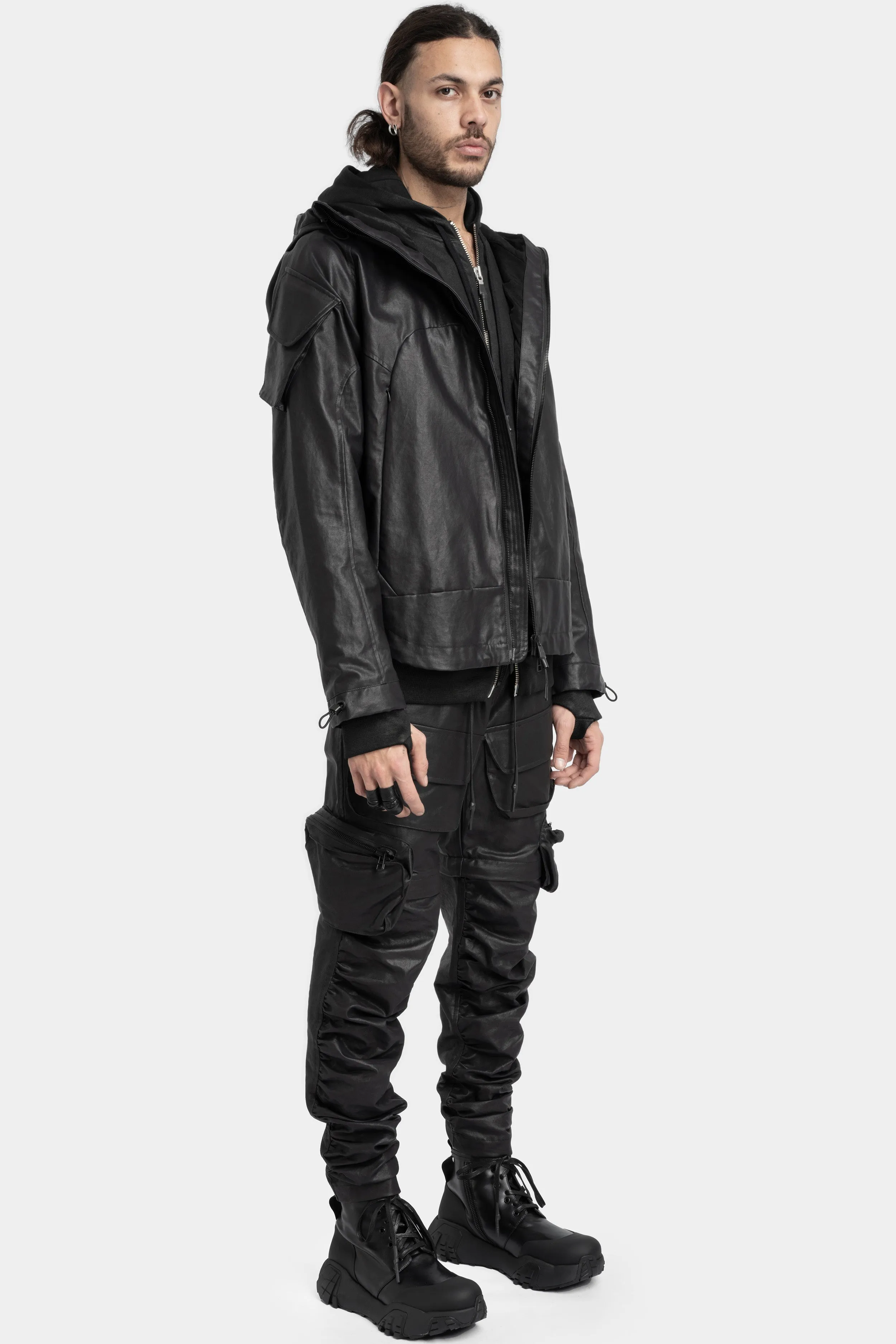 Coated rain jacket