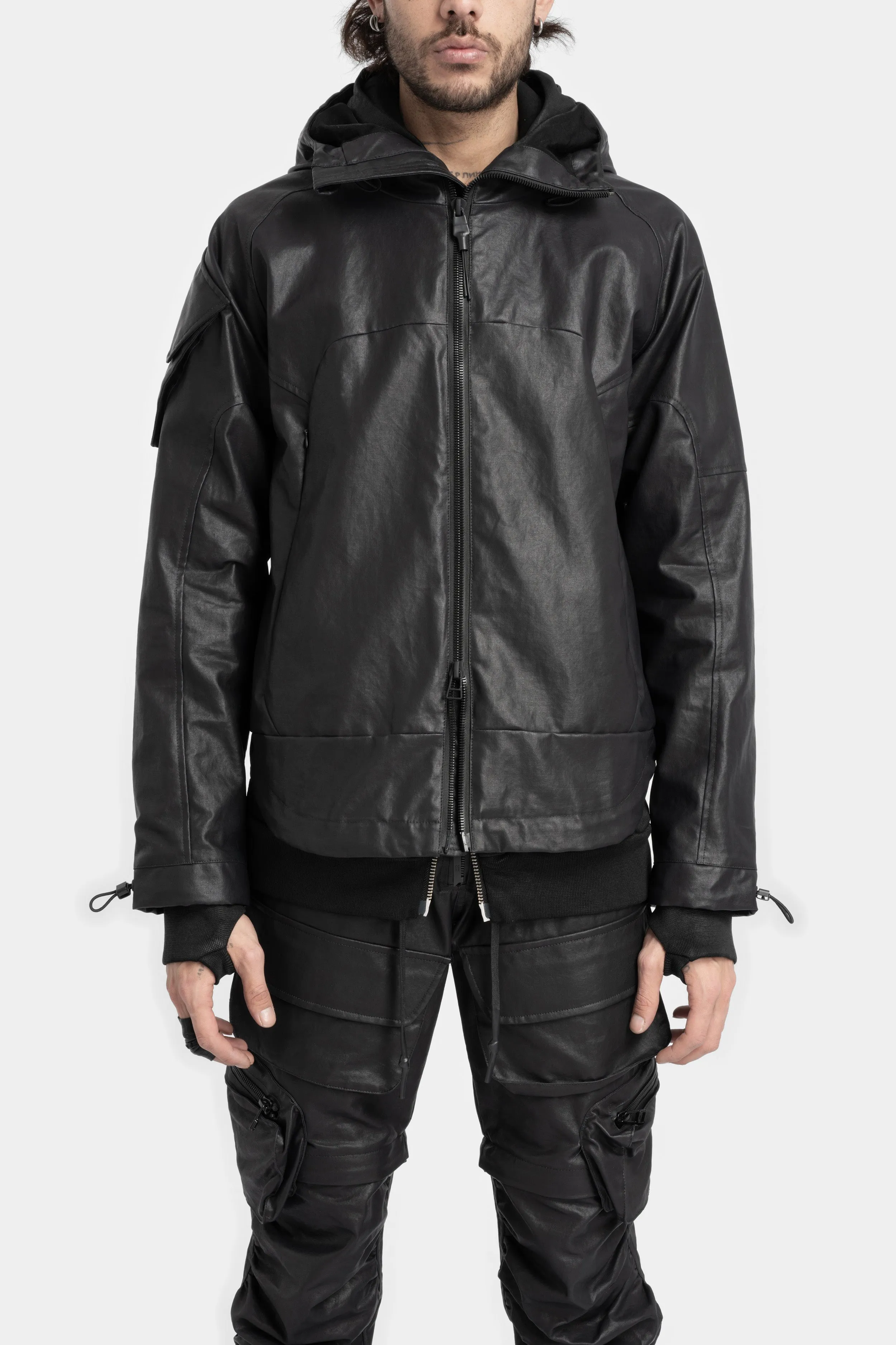 Coated rain jacket