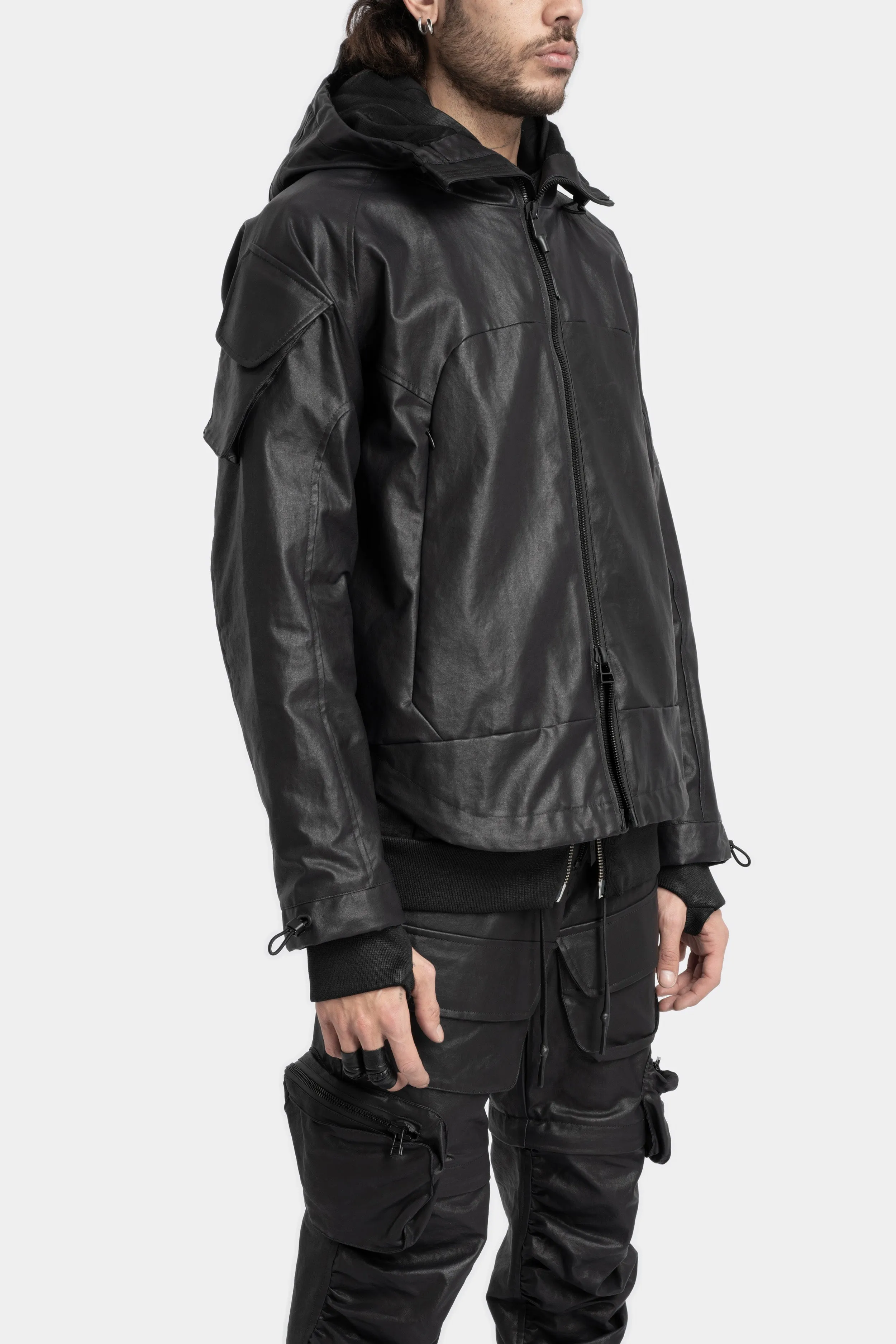 Coated rain jacket