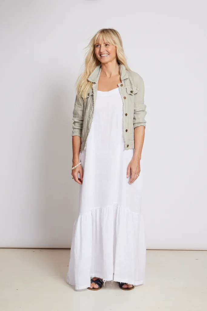 Frederic Linen Frayed Jacket - Natural - XL