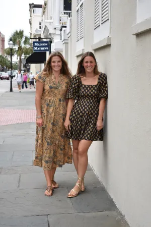 Hope Mini Dress Black and Caramel Floral