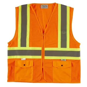 Xtreme Visibility Value DOT Contrast Zip Vest - Orange
